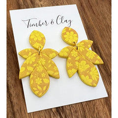 Yellow Floral Printed Dangles