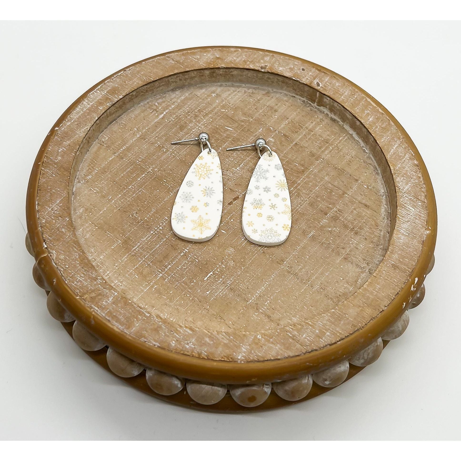 Snowflake Teardrop Dangles - Timber and Clay