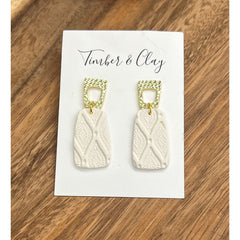 White Polymer Clay Textured Earrings