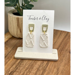 White Polymer Clay Textured Earrings