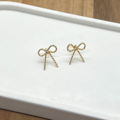 Real 18k Gold Plated Bowknot Stud Earrings