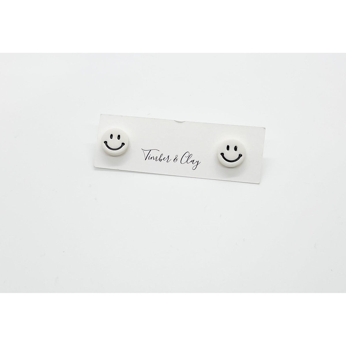 Smiley Face Studs - White - Timber and Clay