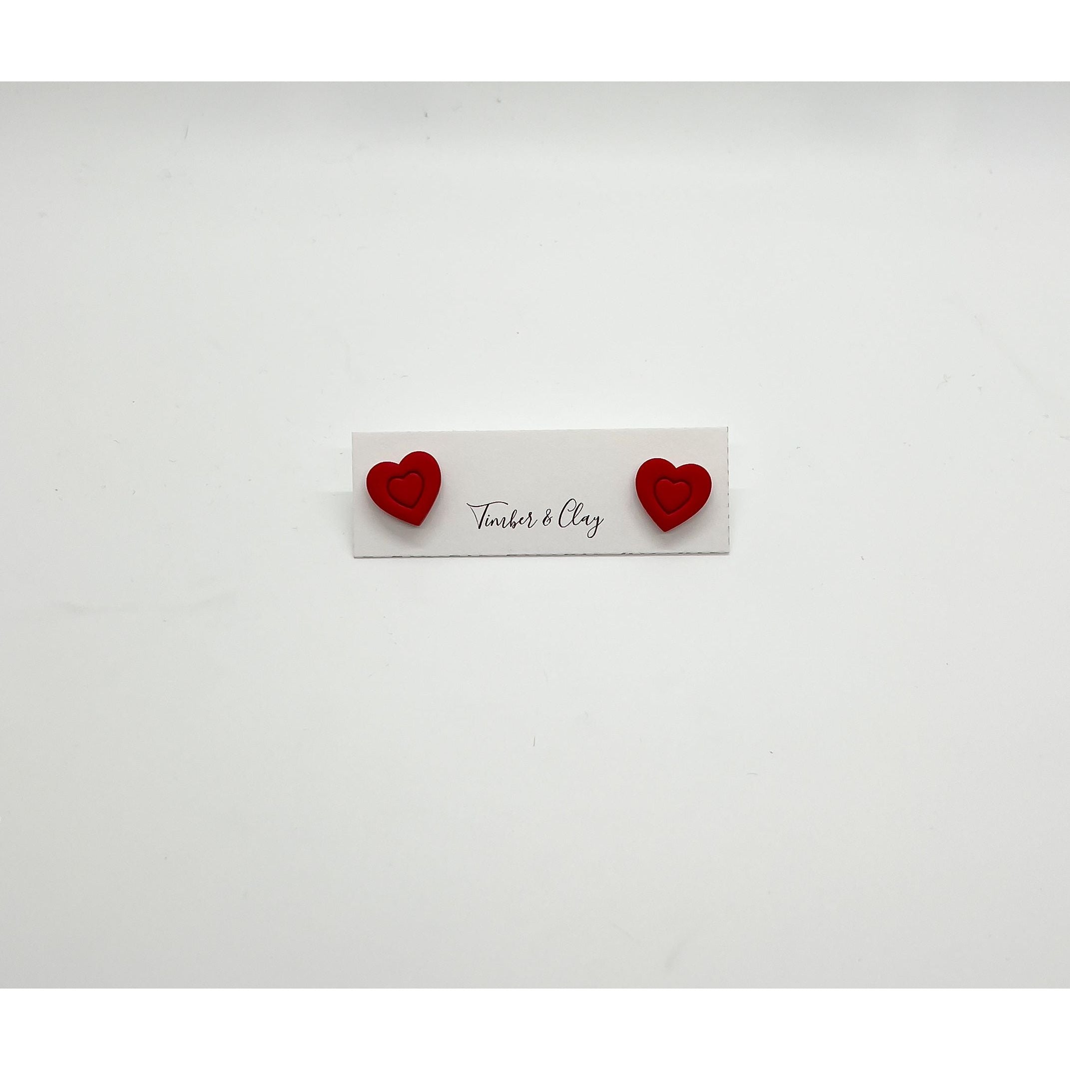 Heart Studs - Timber and Clay