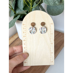 Floral Print Dangles with Wood Post