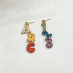 ABC 123 Clay Earrings