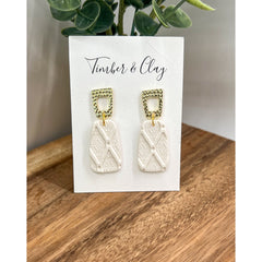 White Polymer Clay Textured Earrings