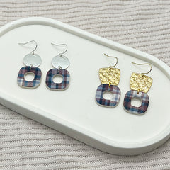 Plaid Square Earrings