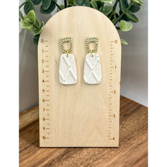 White Polymer Clay Textured Earrings