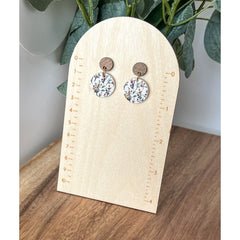 Floral Print Dangles with Wood Post