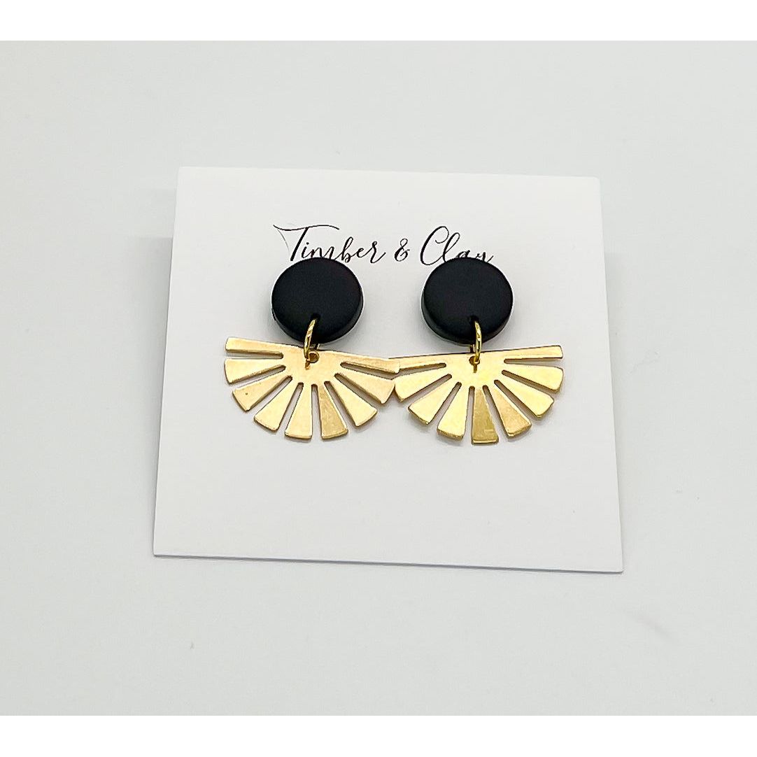 Black Clay & Brass Earrings