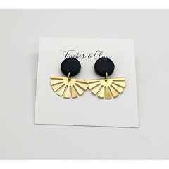 Black Clay & Brass Earrings