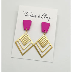 Pink and Brass Dangles