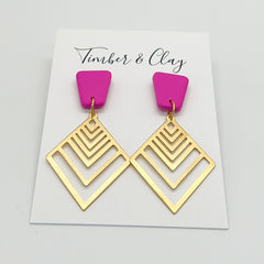 Pink and Brass Dangles