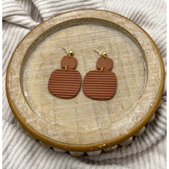 Organic Square Striped Dangles - Timber and Clay