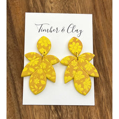 Yellow Floral Printed Dangles