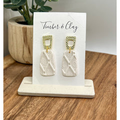 White Polymer Clay Textured Earrings