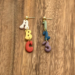 ABC 123 Clay Earrings