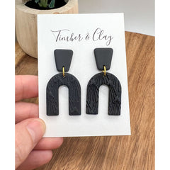 Black Polymer Clay Earrings