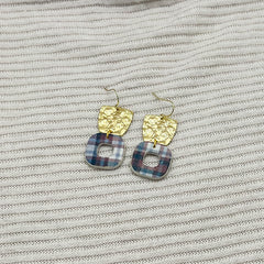 Plaid Square Earrings