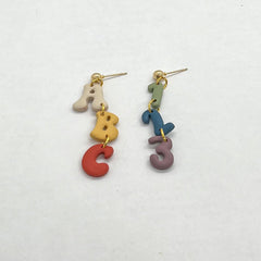 ABC 123 Clay Earrings