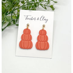 Three-Tiered Polymer Clay Pumpkin Earrings