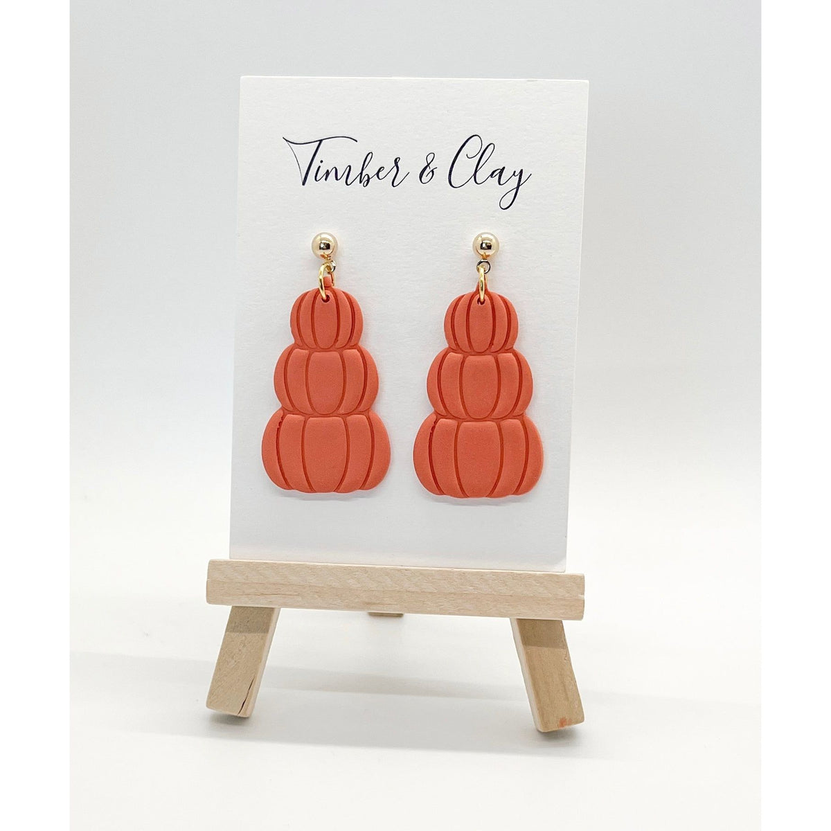 Three-Tiered Polymer Clay Pumpkin Earrings