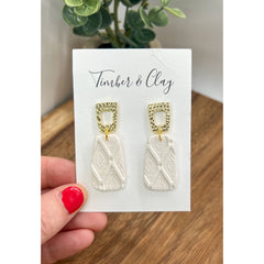 White Polymer Clay Textured Earrings