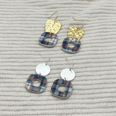 Plaid Square Earrings