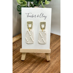 White Polymer Clay Textured Earrings