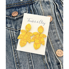 Yellow Floral Printed Dangles