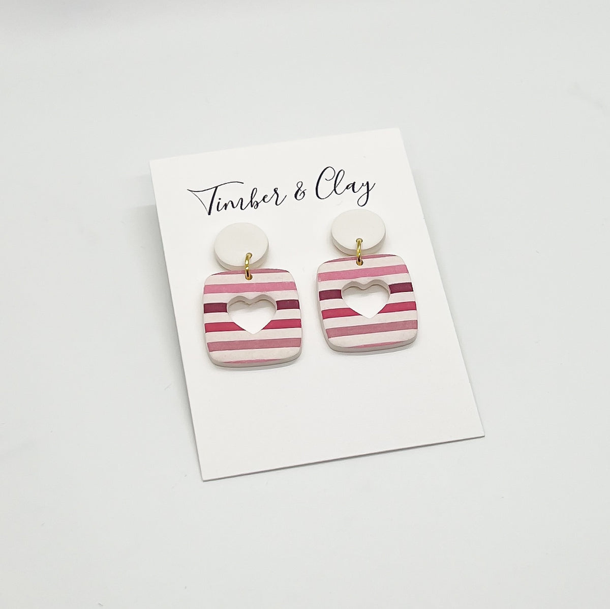 Valentine Striped Dangles - Timber and Clay