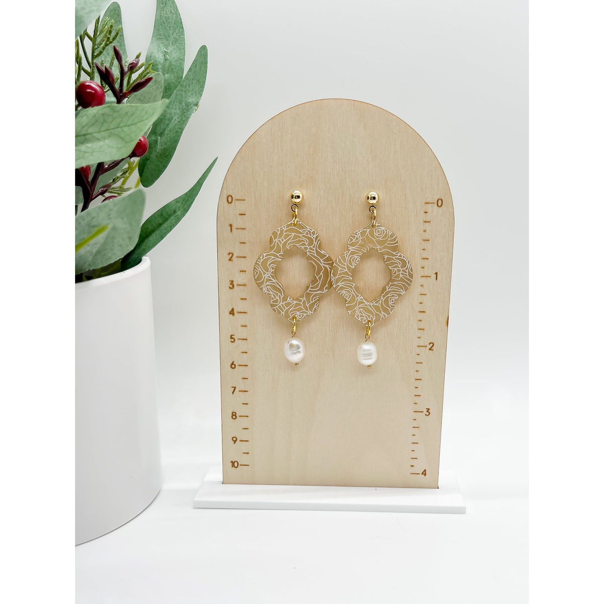 Floral Translucent Dangles - Timber and Clay