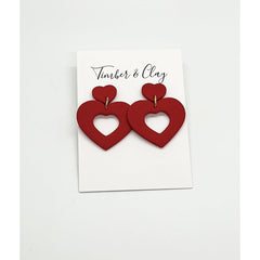 Valentine Heart Dangles - Timber and Clay