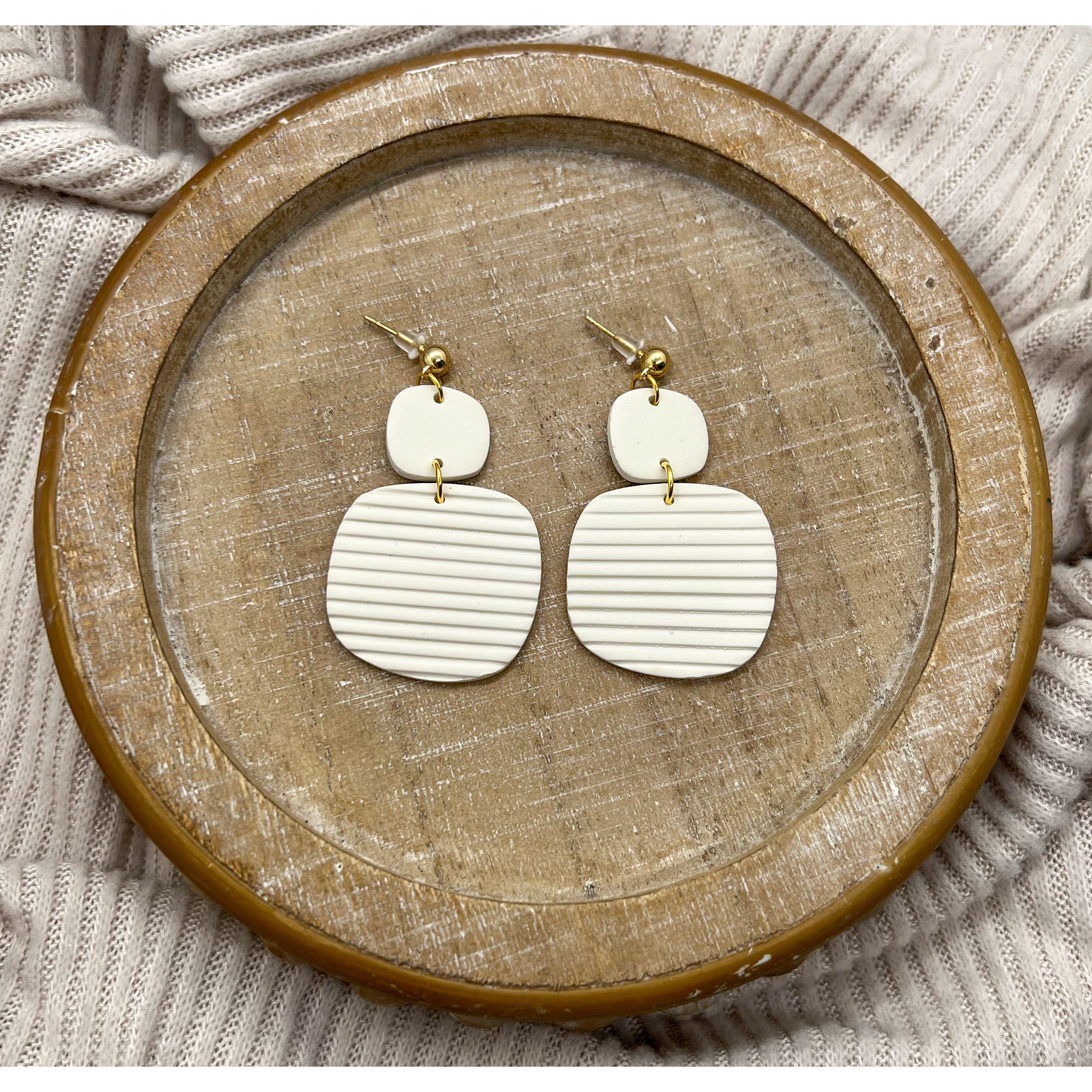 Organic Square Striped Dangles - Timber and Clay