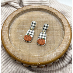 Buffalo Plaid Pumpkin Dangles - Timber and Clay