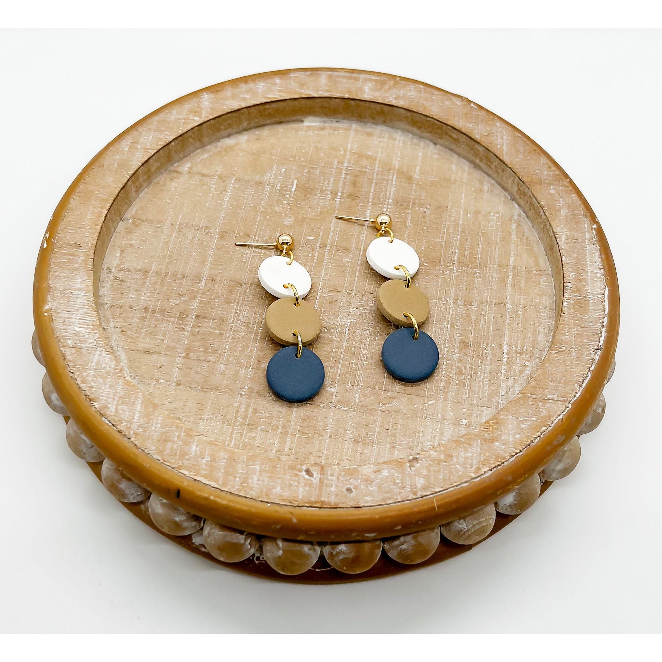 Three Tiered Round Dangles - Timber and Clay