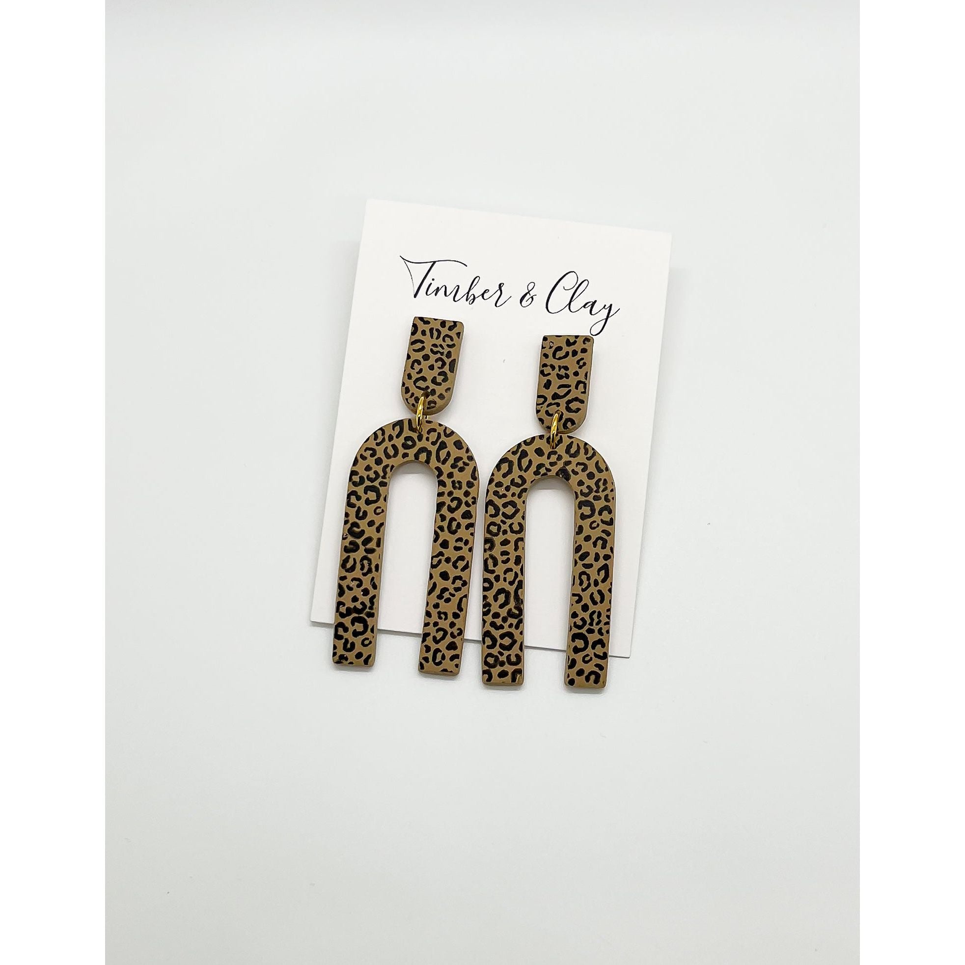 Skinny Leopard Arch Dangles - Timber and Clay