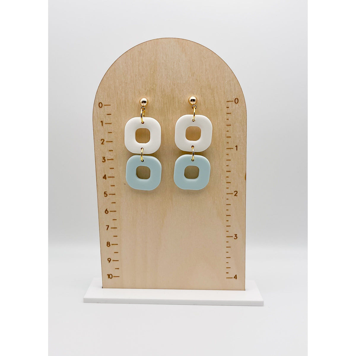 Square Dangles - White and Sky Blue - Timber and Clay