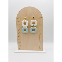 Square Dangles - White and Sky Blue - Timber and Clay