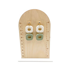 Square Textured Dangles - White and Sage Green - Timber and Clay