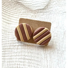 Brown/Mustard Striped studs - Timber and Clay