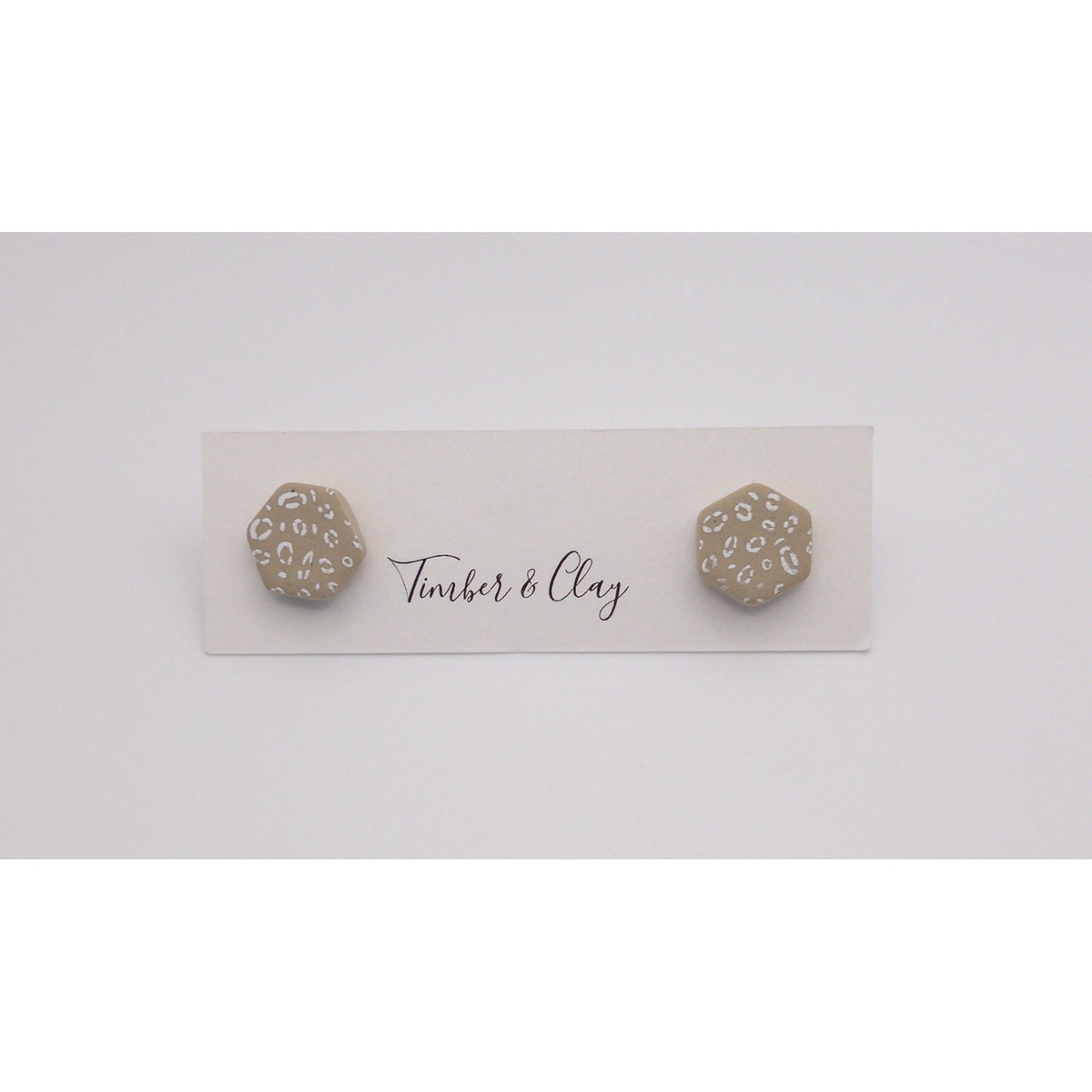 Leopard Hexagon Studs - Timber and Clay