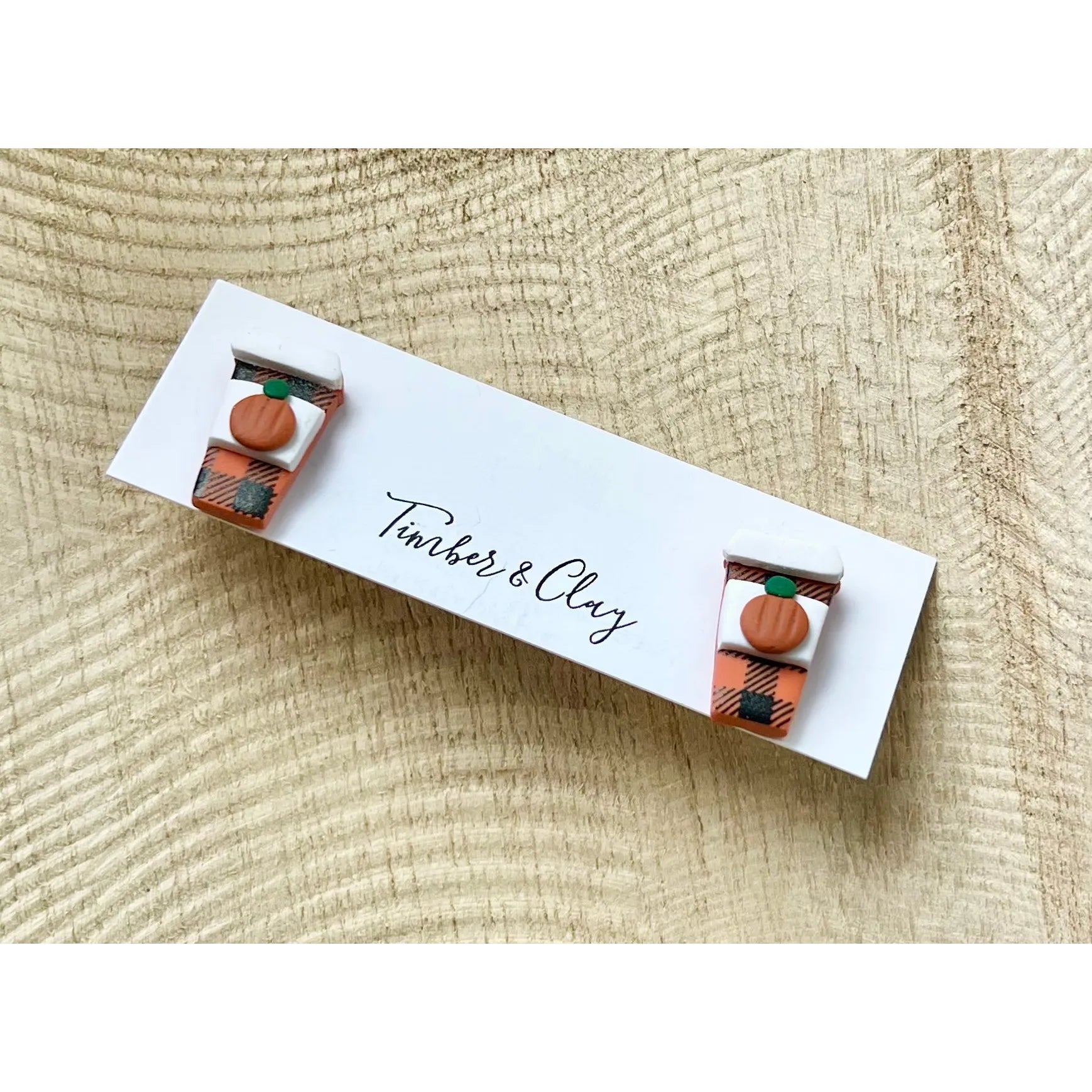 Plaid PSL Coffee Studs - Timber and Clay