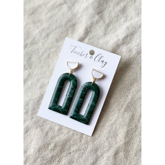 Dark Green Dangles with Resin - Timber and Clay