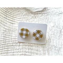 Mustard/White Plaid studs - Timber and Clay