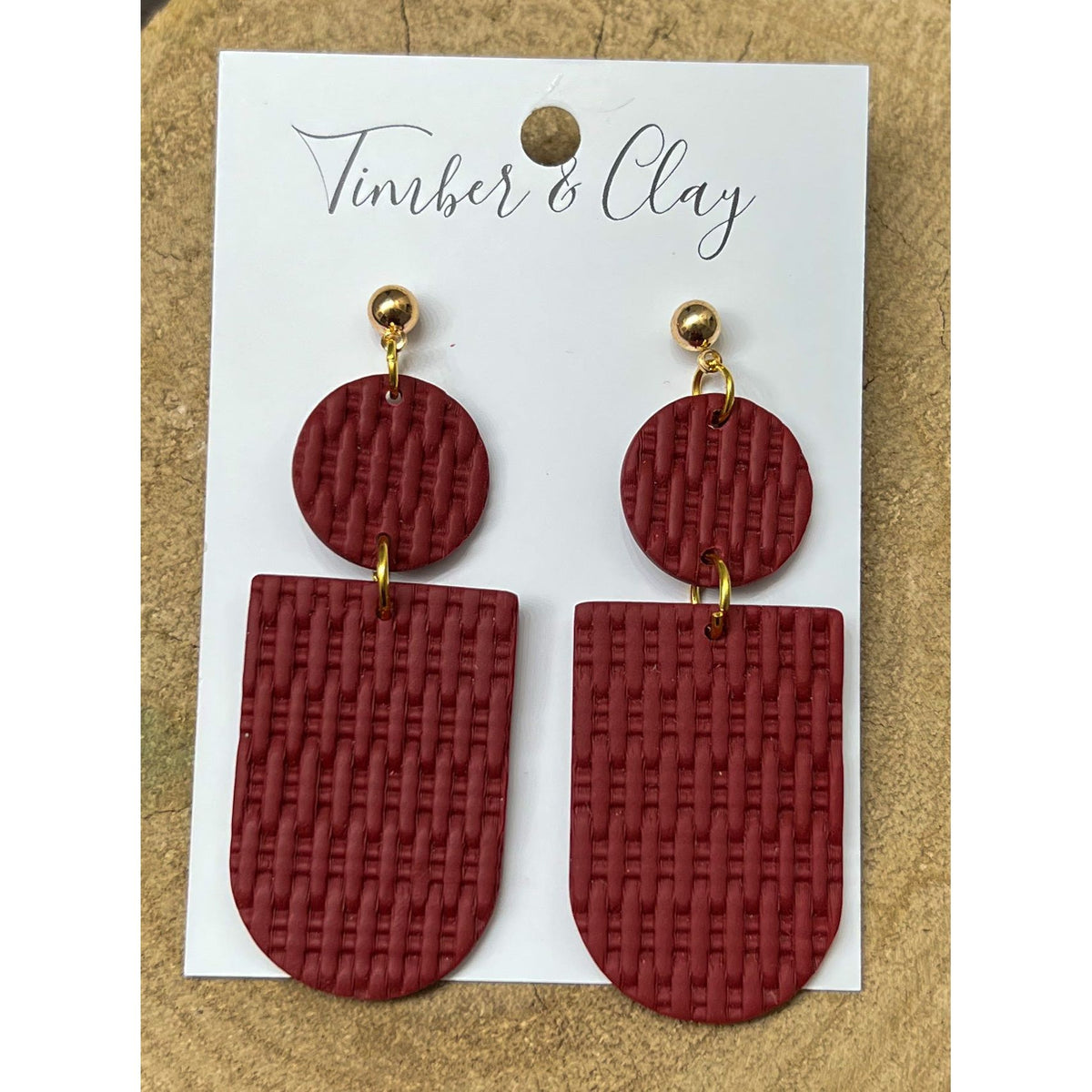 Burgundy Woven Dangles - Timber and Clay