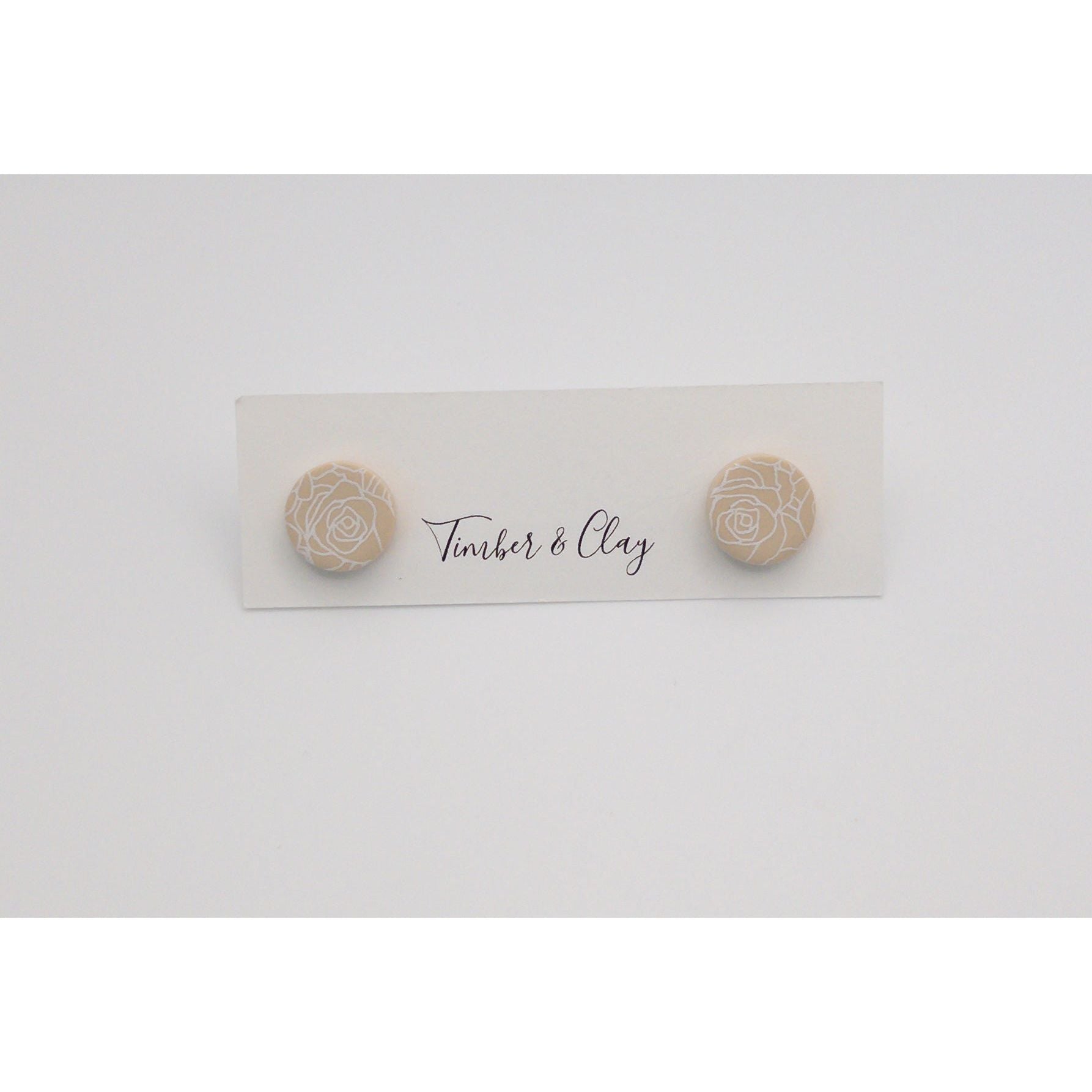 Cream Rose Studs - Timber and Clay