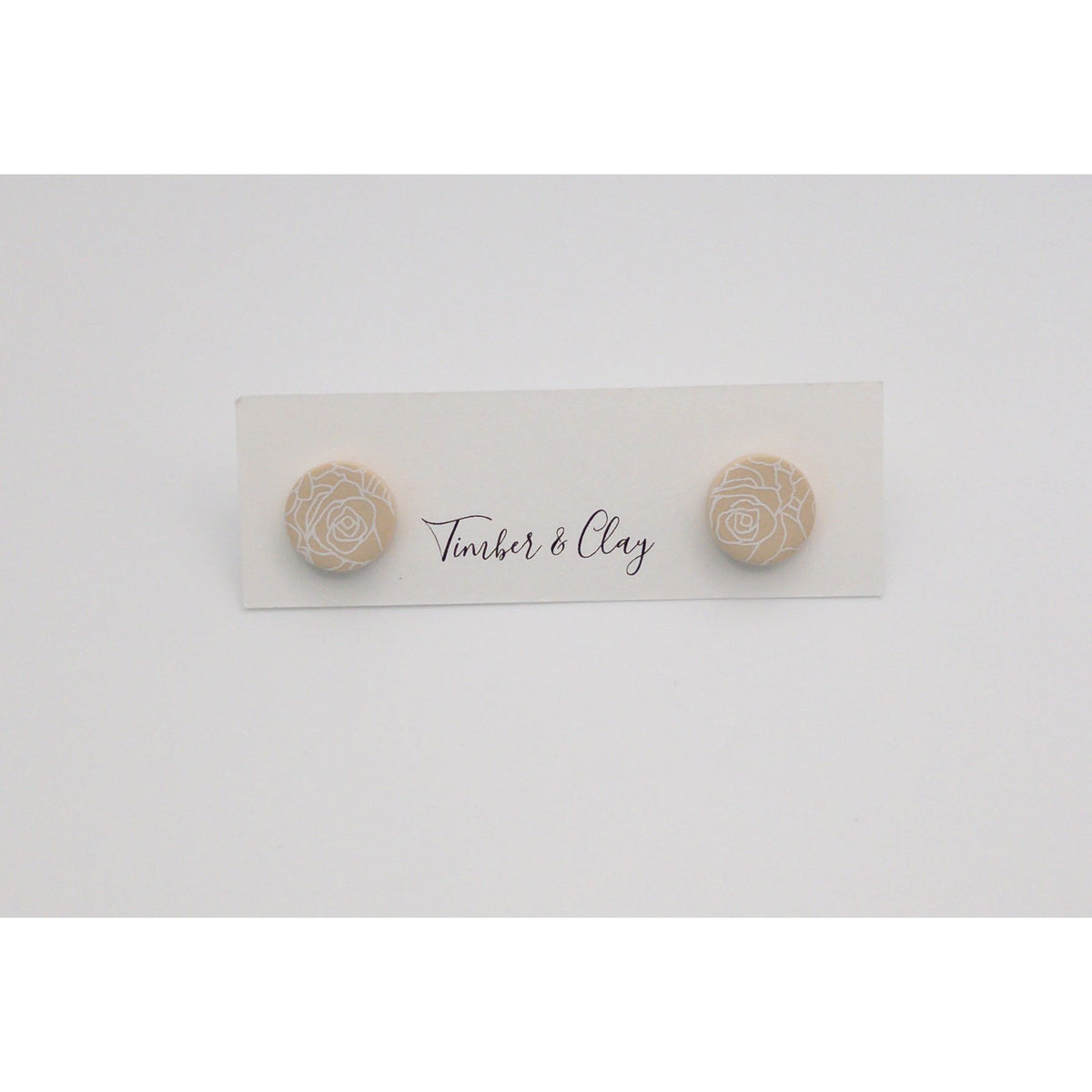 Cream Rose Studs - Timber and Clay