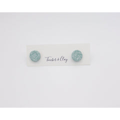 Light Blue Rose Studs - Timber and Clay