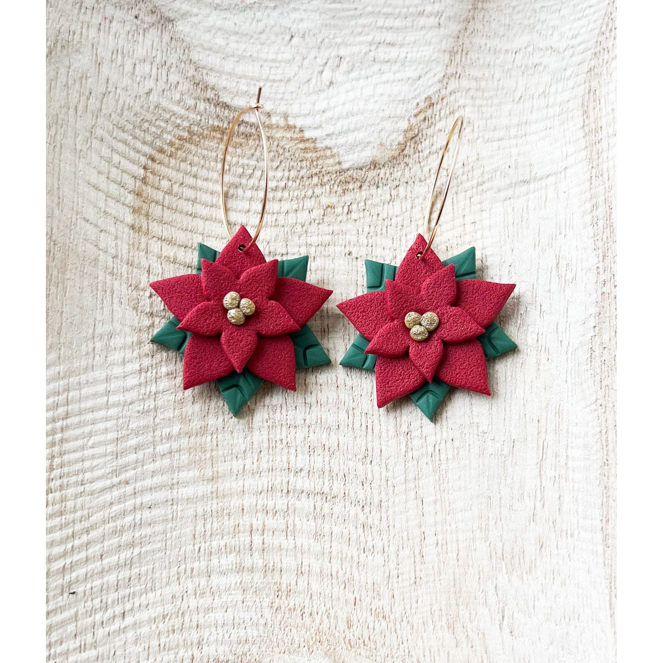 Poinsettia Dangles - Timber and Clay